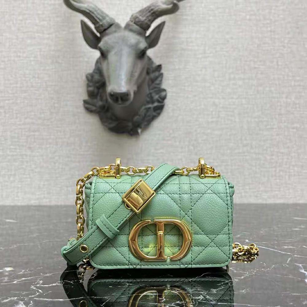 Dior Women Micro Dior Caro Bag Cloud Lime Supple Cannage Calfskin