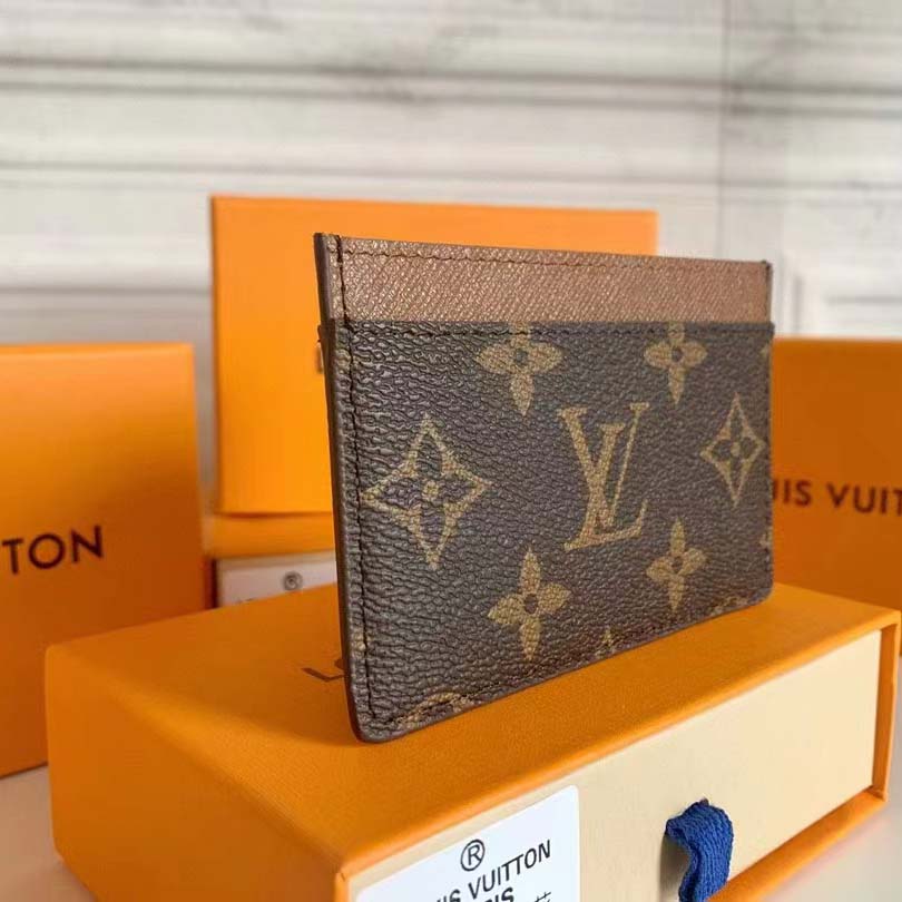 Louis Vuitton LV Unisex Card Holder Wallet Brown Monogram Coated Canvas