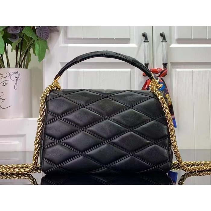 Louis Vuitton LV Women GO-14 MM Black Lamb Leather Cowhide Leather