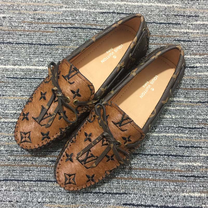 Louis Vuitton Unisex LV Gloria Flat Loafer Brown Patent Monogram Canvas