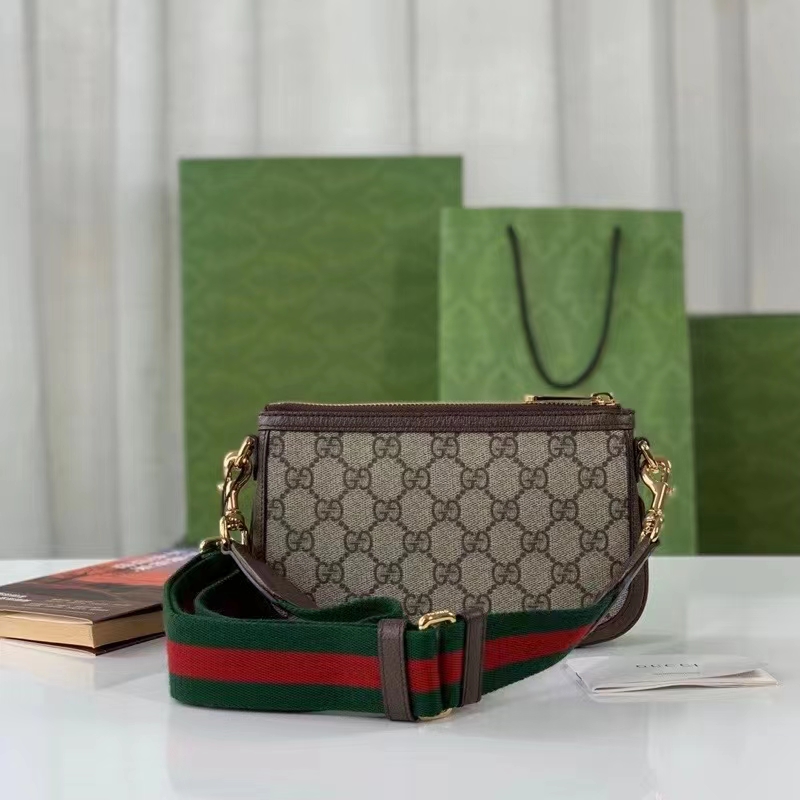 Gucci Women Blondie GG Mini Bag Beige Ebony GG Supreme Canvas