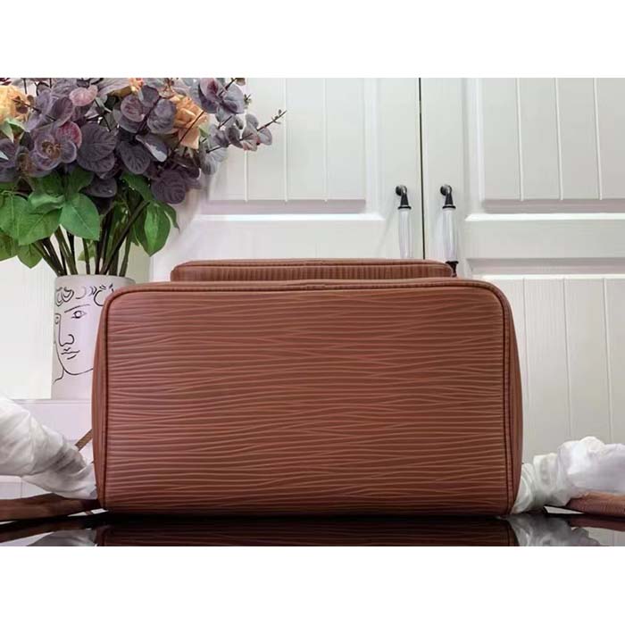 Louis Vuitton LV Unisex Montsouris Backpack Cognac Calf Leather Drawstring Magnetic Closure Handle