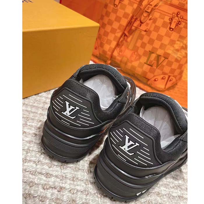 Louis Vuitton Unisex LV Trainer Sneaker Black Monogram-Embossed Grained Calf Leather