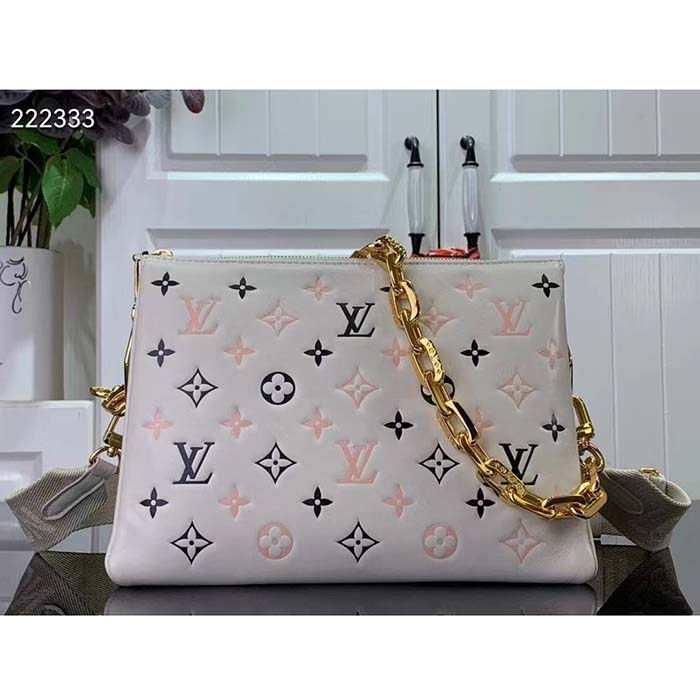 Louis Vuitton LV Women Coussin BB Handbag Tricolor Bag Beige Lambskin