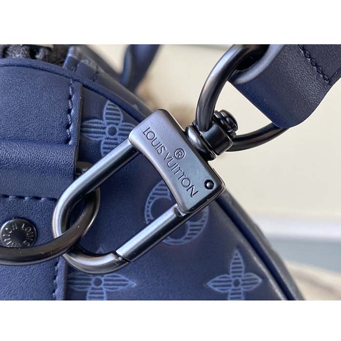 Louis Vuitton LV Unisex Keepall Bandoulière 50 Navy Blue Cabin Monogram Shadow Cowhide