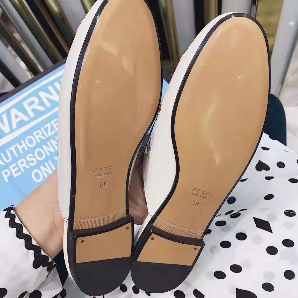 Gucci Women Princetown Embroidered Leather Slipper 1.27cm Heel-White