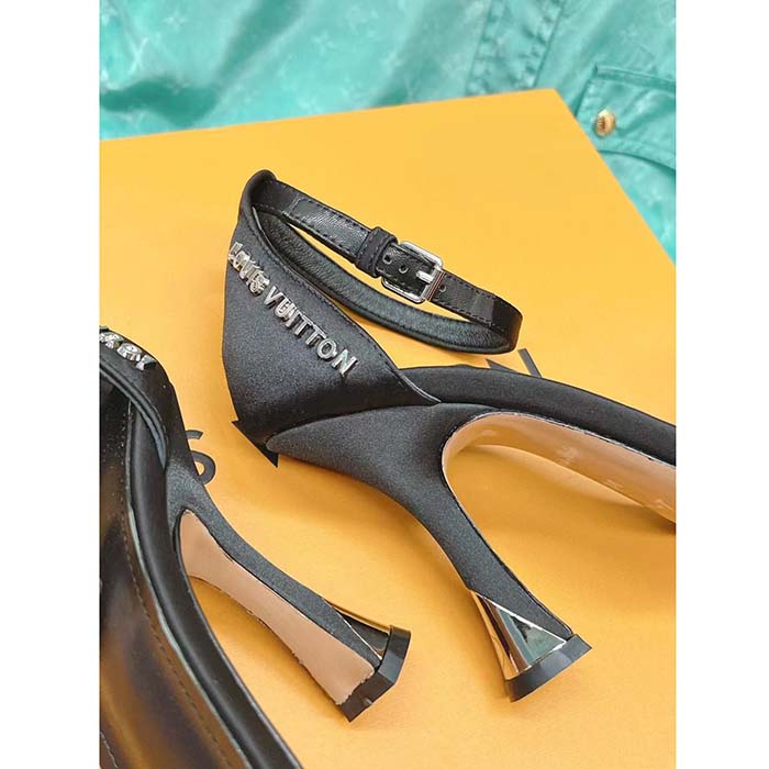 Louis Vuitton LV Women Sparkle Sandal Black Lambskin Leather Outsole 9.5 Cm Heel