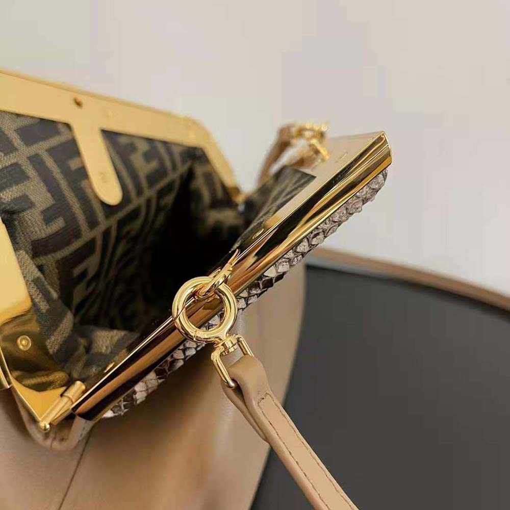 Fendi Women First Small Beige Leather Bag with Exotic Details
