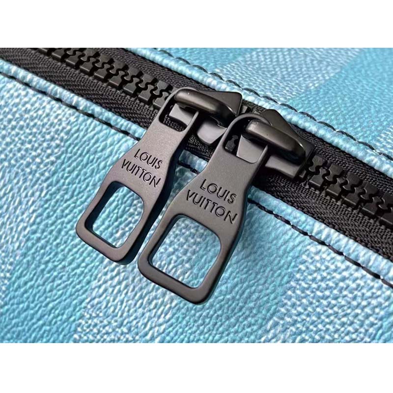 Louis Vuitton LV Unisex Discovery Backpack Gradient Blue Damier Stripes Coated Canvas