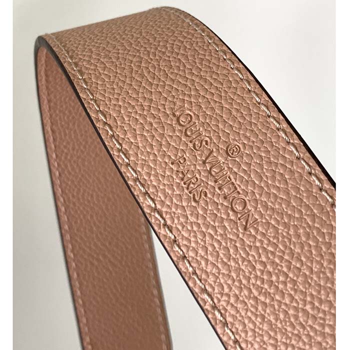 Louis Vuitton LV Women CarryAll PM Bag Pink Beige Embossed Supple Grained Cowhide Leather