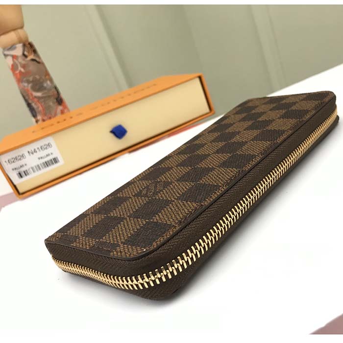 Louis Vuitton LV Unisex Clémence Wallet Brown Pink Damier Ebene Coated Canvas