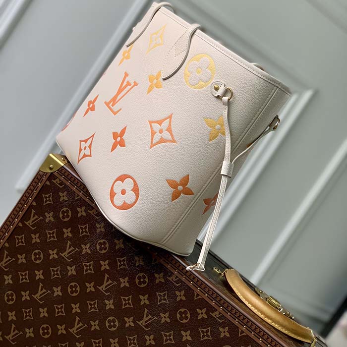 Louis Vuitton LV Unisex Neverfull MM Neutral Gradient Monogram Empreinte Embossed Cowhide Leather