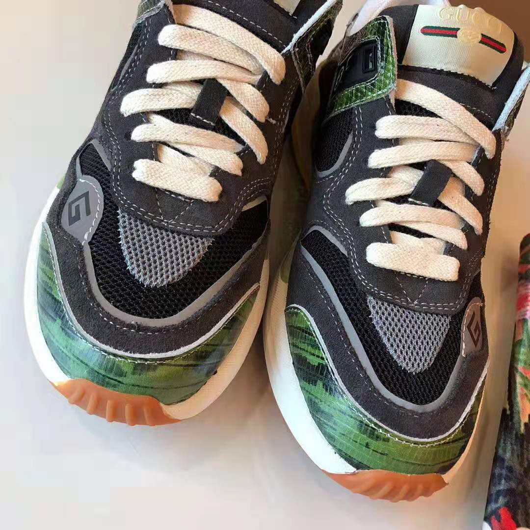 Gucci Men’s Ultrapace Sneaker in Embroidered G Detail 3 cm Heel-Green