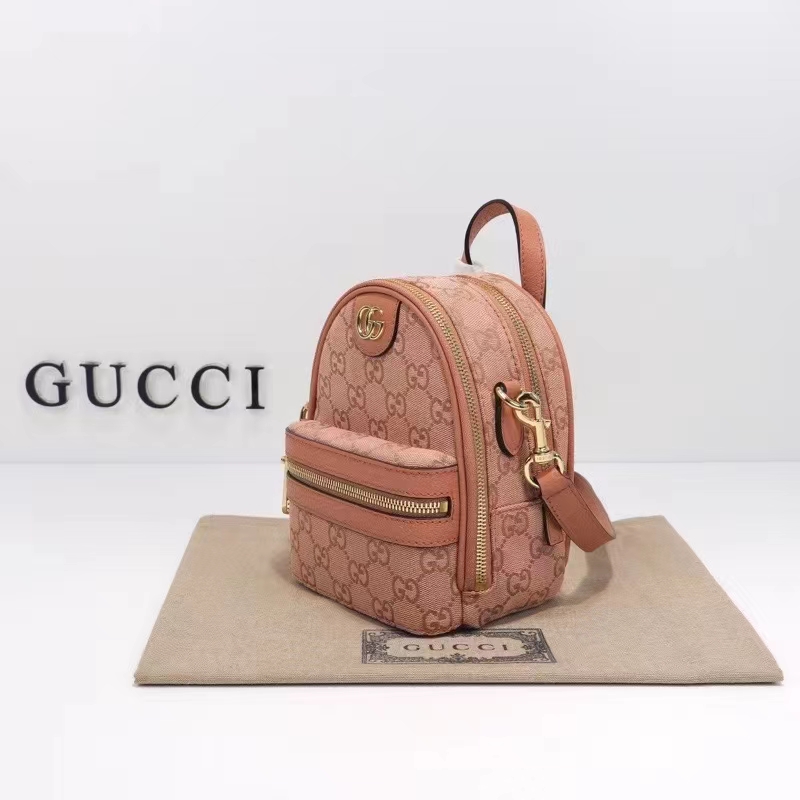Gucci Women Ophidia Mini GG Shoulder Bag Pink GG Canvas Leather Double G
