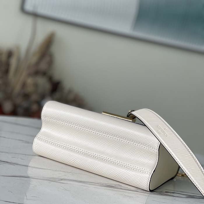 Louis Vuitton LV Women Twist MM Chain Bag White Epi Grained Cowhide Leather