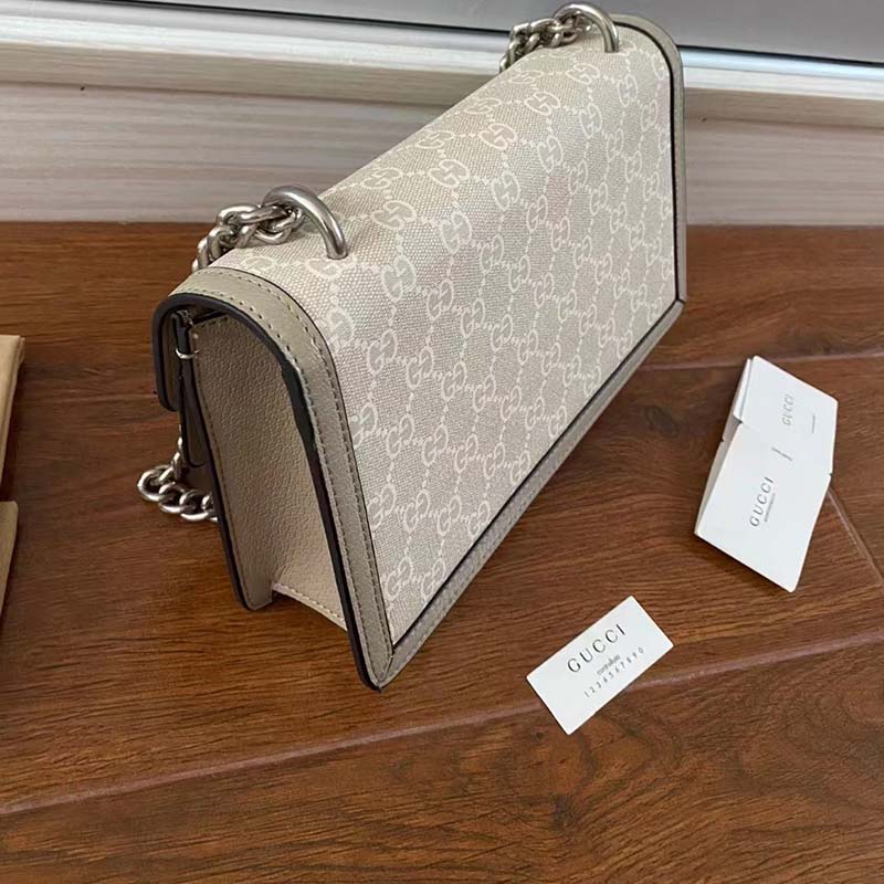 Gucci Women Dionysus Small GG Bag Beige White GG Supreme Canvas