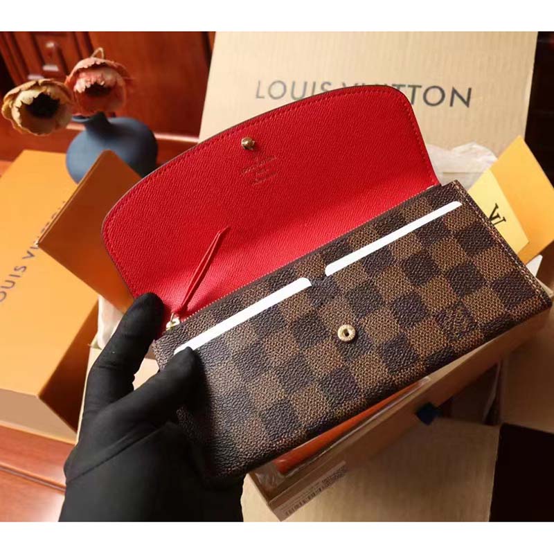 Louis Vuitton LV Unisex Emilie Wallet Rose Ballerine Pink Coated Canvas Grained Cowhide