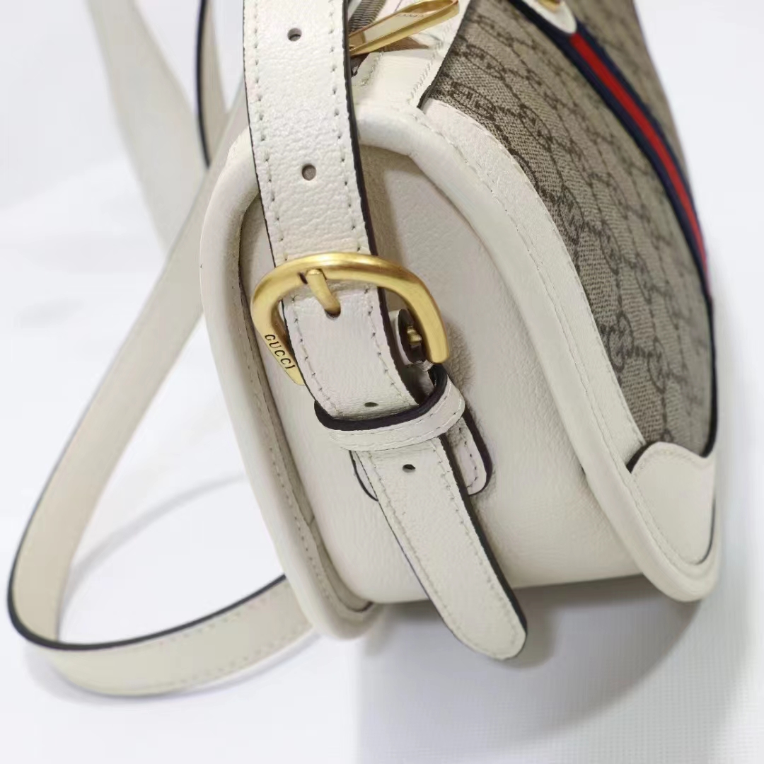 Gucci Unisex GG Ophidia Large Shoulder Bag Beige Ebony GG Supreme Canvas