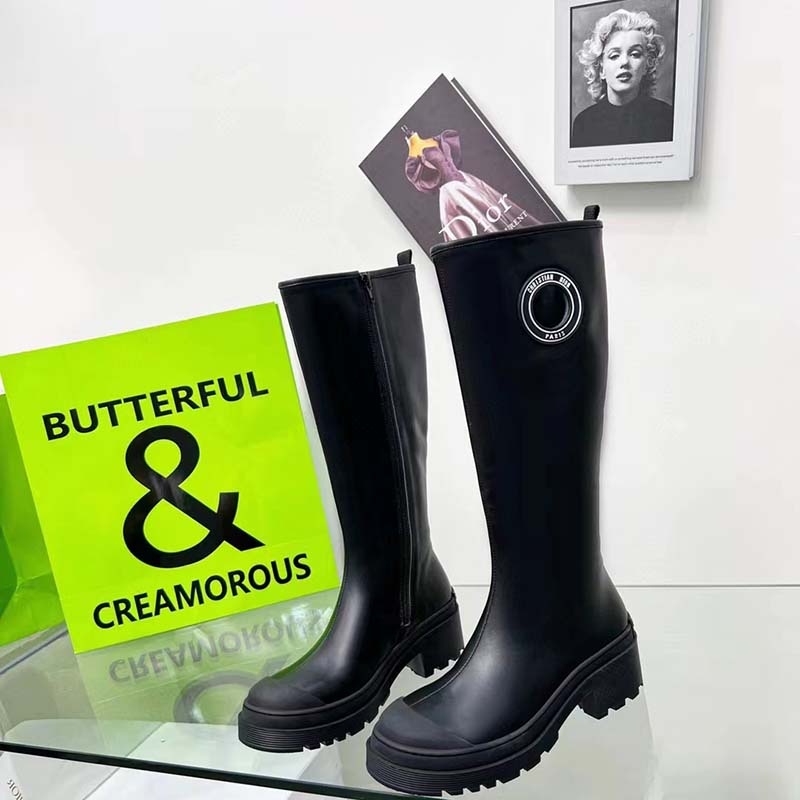 Dior Women CD Symbol Boot Black Supple Calfskin 34 Cm High