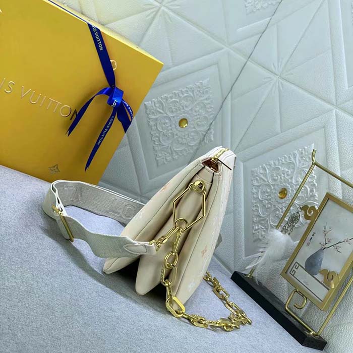 Louis Vuitton LV Women Coussin PM Handbag Crème Beige Lambskin Cowhide Leather