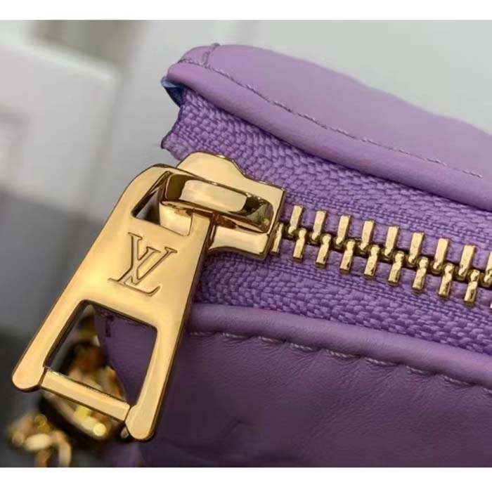 Louis Vuitton LV Women Coussin PM Handbag Light Purple Lambskin Zip Closure