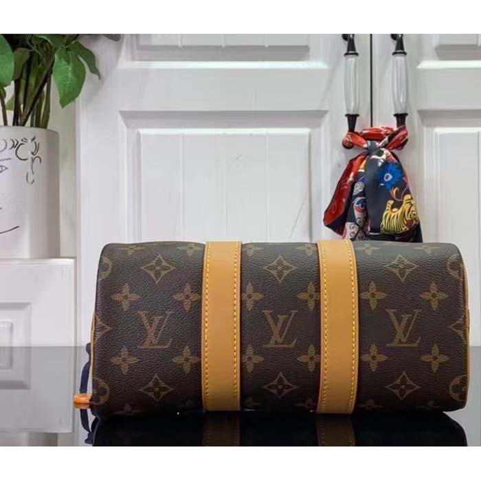 Louis Vuitton LV Unisex Keepall Bandoulière 25 Radiant Sun Monogram Macassar Coated Canvas