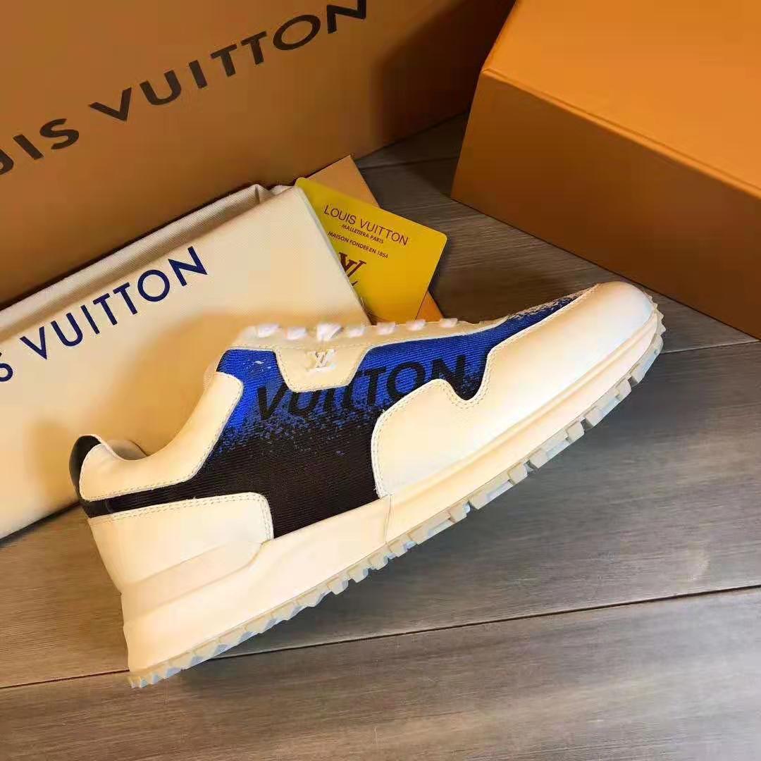 Louis Vuitton LV Men Run Away Sneaker Calf Leather and Textile-Blue
