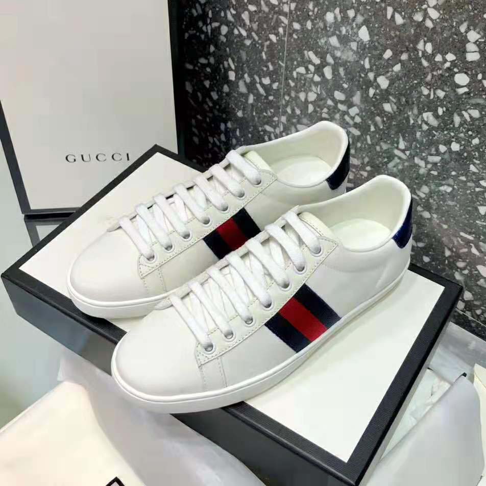 Gucci Unisex Ace Classic Low-Top Leather Sneaker-White