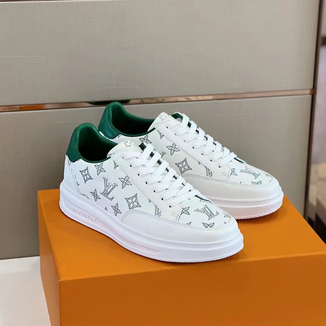 Louis Vuitton Unisex Beverly Hills Sneaker Green Monogram-Printed Calf Leather Rubber Outsole