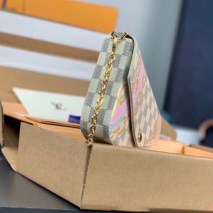 Louis Vuitton LV Women Félicie Pochette Damier Azur Coated Canvas Cotton