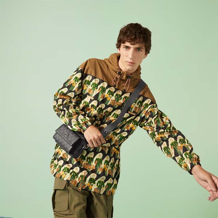 Gucci Unisex Ophidia GG Mini Bag Grey Black GG Supreme Canvas Double G