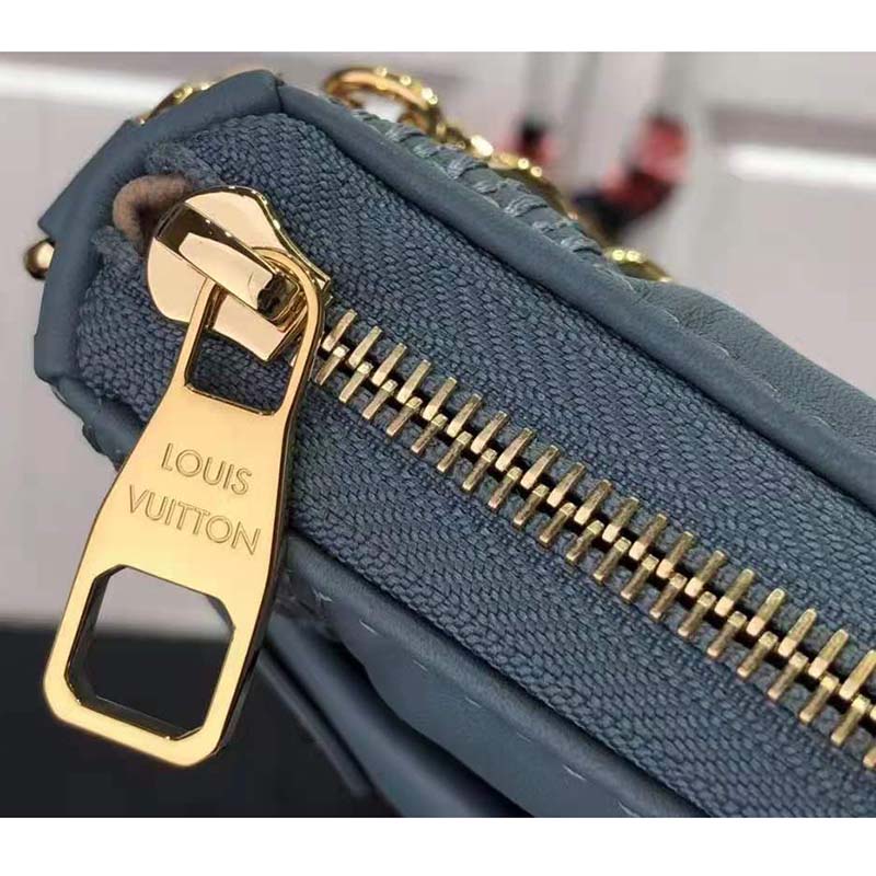 Louis Vuitton LV Women Troca PM Glacier Blue Damier Quilt Lambskin Calfskin