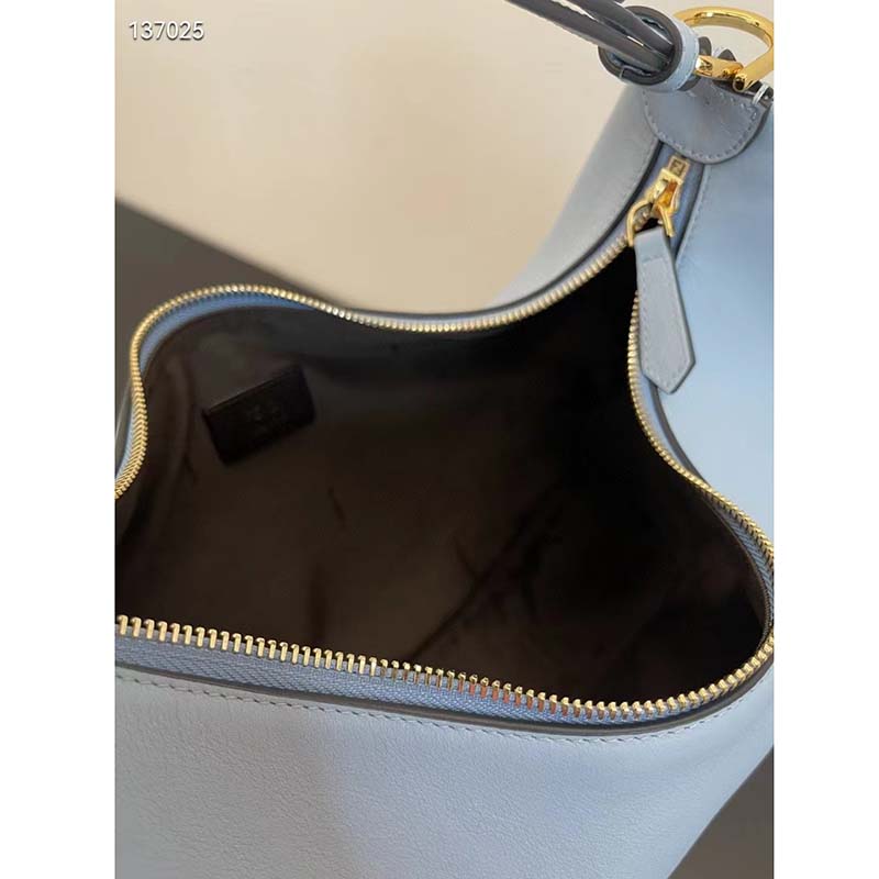 Fendi Women FF Fendigraphy Small Light Blue Leather Bag