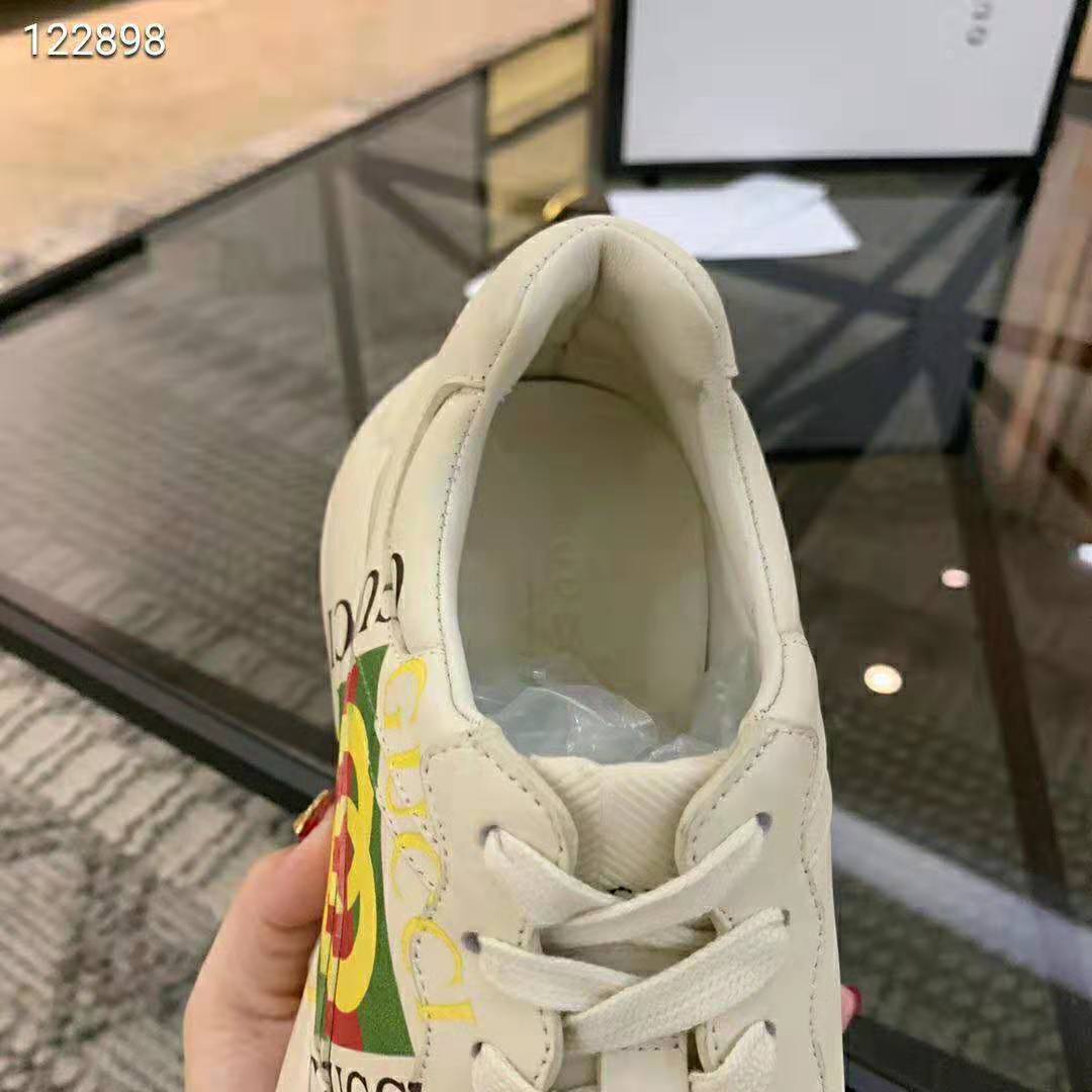 Gucci Men Rhyton Gucci Logo Leather Sneaker-Beige