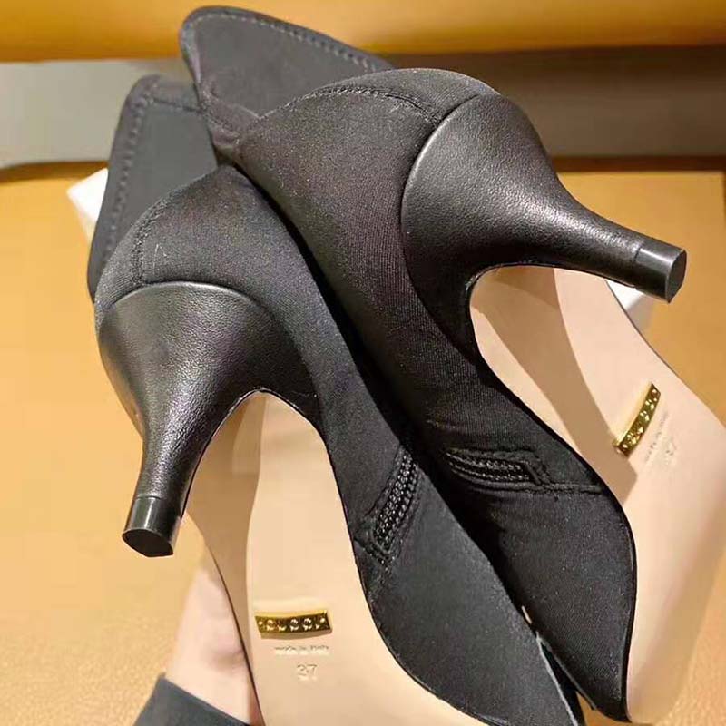 Gucci Women Gucci Zumi Mid-Heel Ankle Boot 7.7 cm Heel-Black