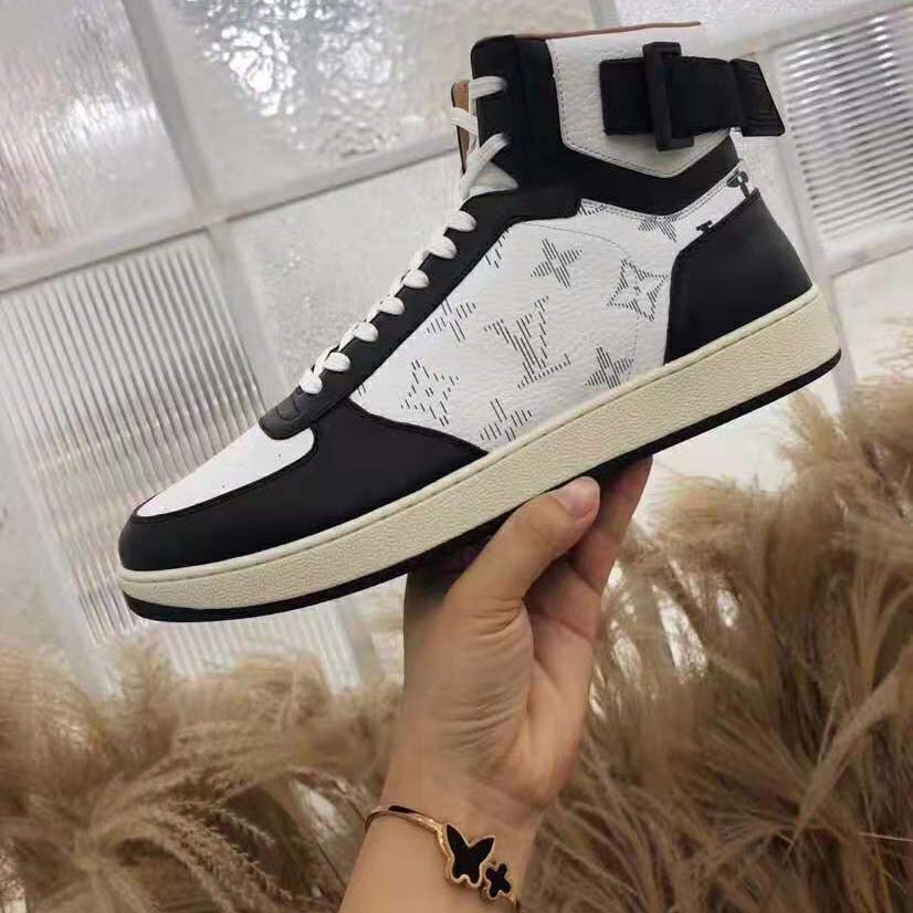 Louis Vuitton LV Unisex Rivoli Sneaker Boot in Monogram Grained Calf Leather-Black