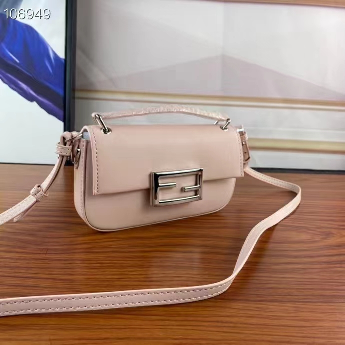 Fendi Women FF Baguette Phone Pouch Pink Silk Pouch