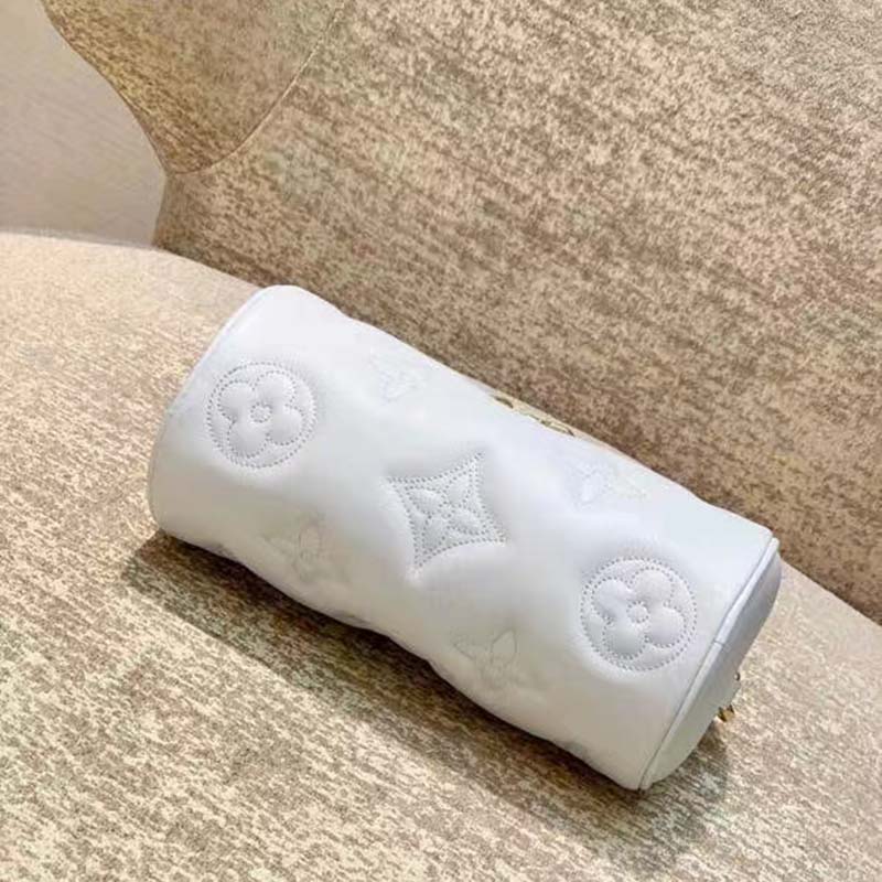 Louis Vuitton LV Women Papillon BB Handbag White Quilted Embroidered Smooth Calf