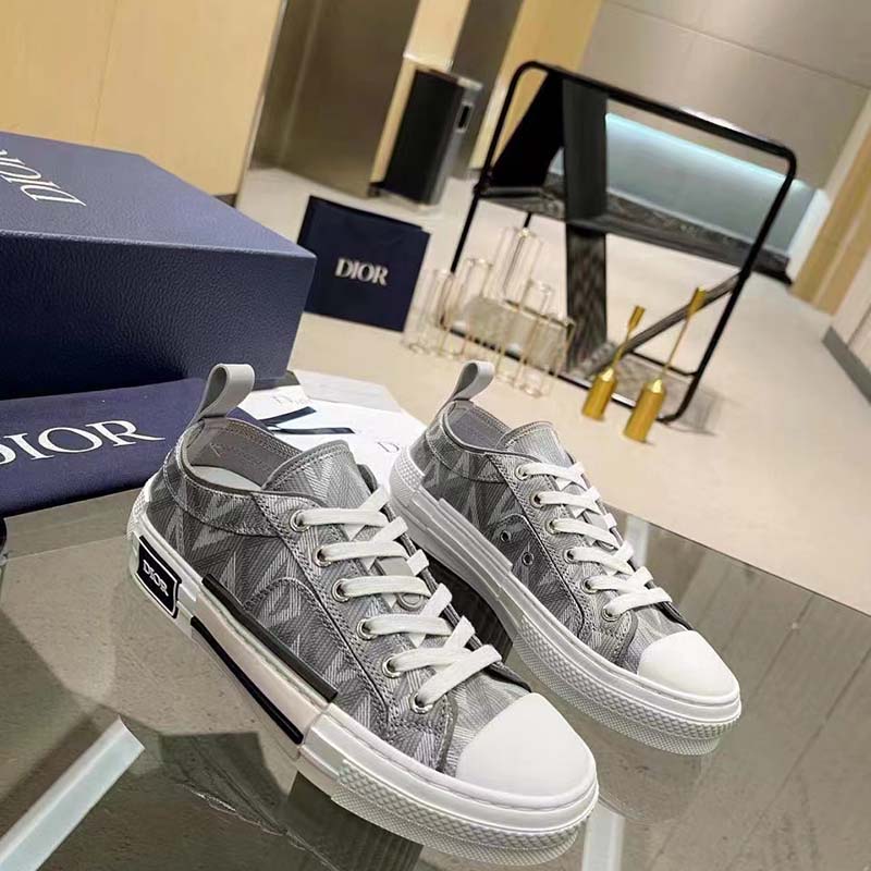 Dior Unisex B23 Low Top Sneaker Gray CD Diamond Canvas