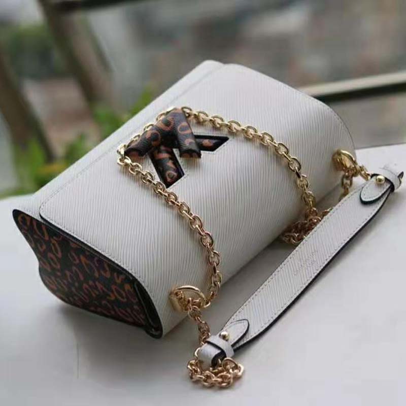 Louis Vuitton LV Women Twist MM Handbag in Quartz Epi leather-Beige