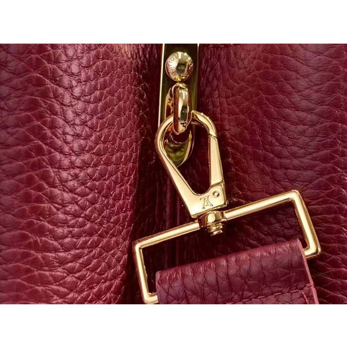Louis Vuitton LV Women Capucines BB Handbag Griotte Red Arizona Taurillon Cowhide Leather