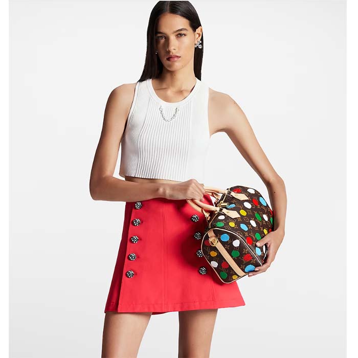 Louis Vuitton LV Women LV x YK Speedy Bandoulière 25 Monogram Coated Canvas 3D Painted Dots Print