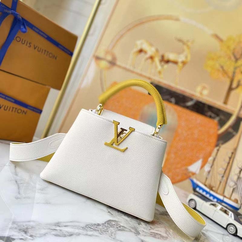 Louis Vuitton LV Women Capucines BB Handbag White Taurillon Leather