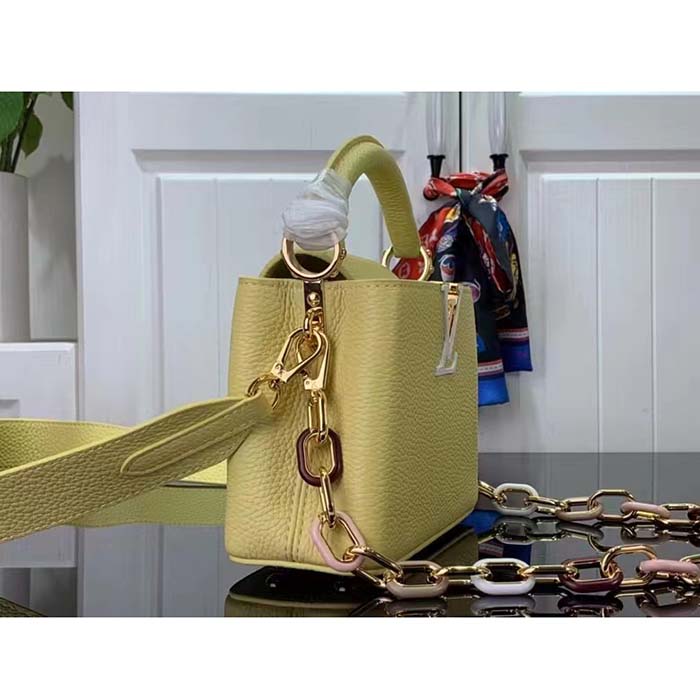 Louis Vuitton LV Women Capucines Mini Handbag Yellow Taurillon Cowhide Leather