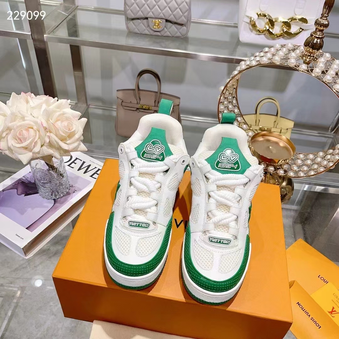 Louis Vuitton Unisex LV Skate Sneaker Mix of Materials Technical Mesh Plain Suede Calf Leather