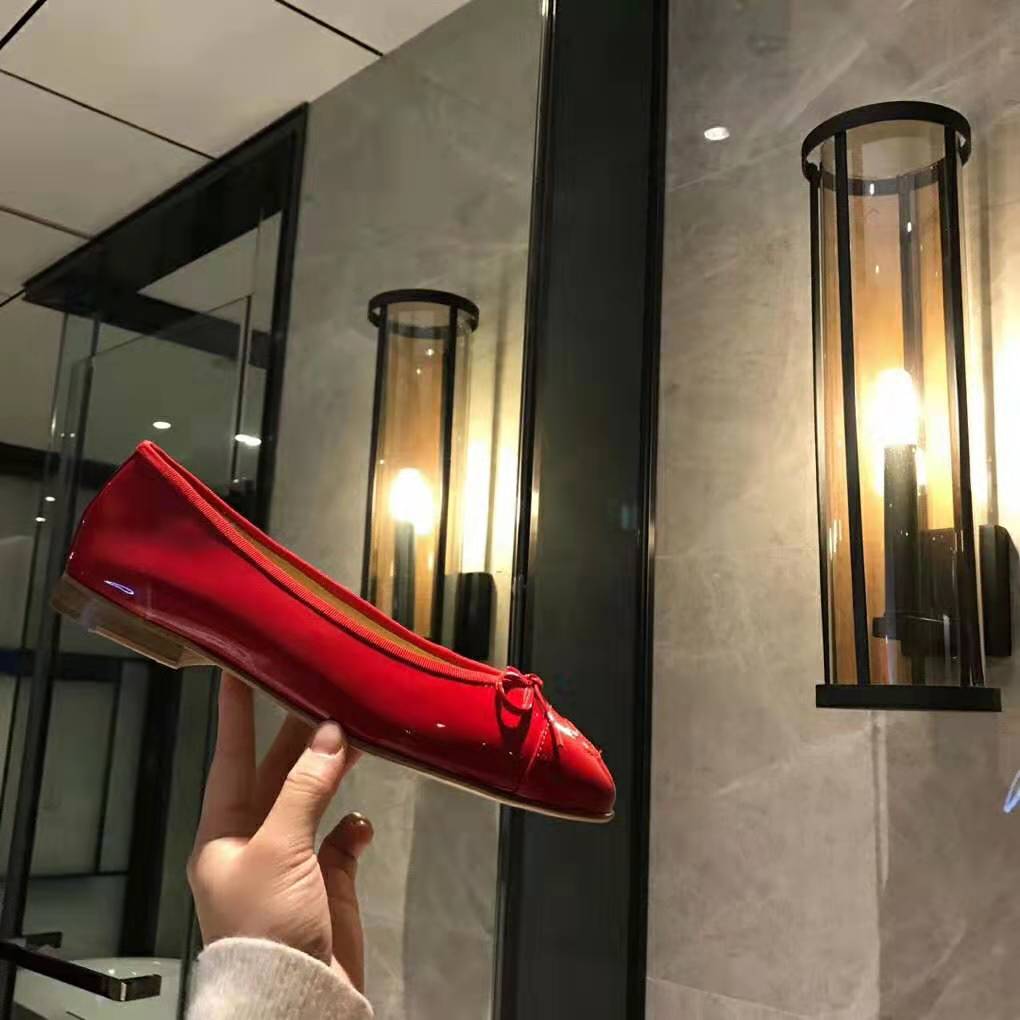 Chanel Women Ballerinas in Patent Calfskin Leather-Red