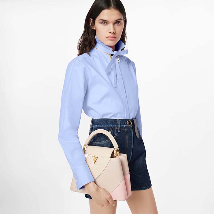 Louis Vuitton LV Women Capucines BB Handbag Beige Taurillon Patent Leather Smooth Calfskin