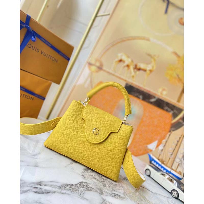 Louis Vuitton LV Women Capucines BB Handbag Yellow Taurillon Leather