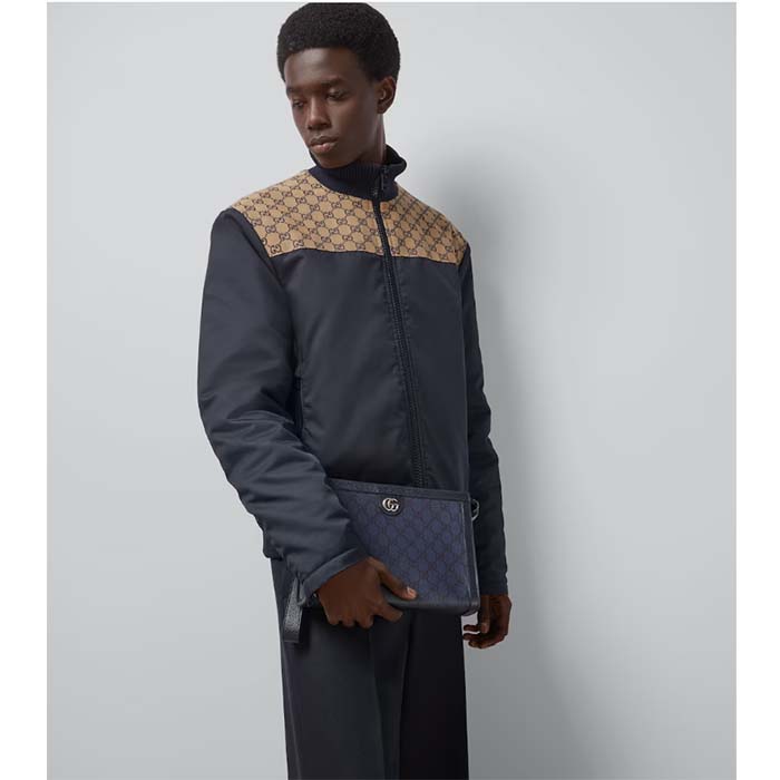 Gucci Unisex Ophidia GG Pouch Blue Dark Blue GG Supreme Canvas Double G