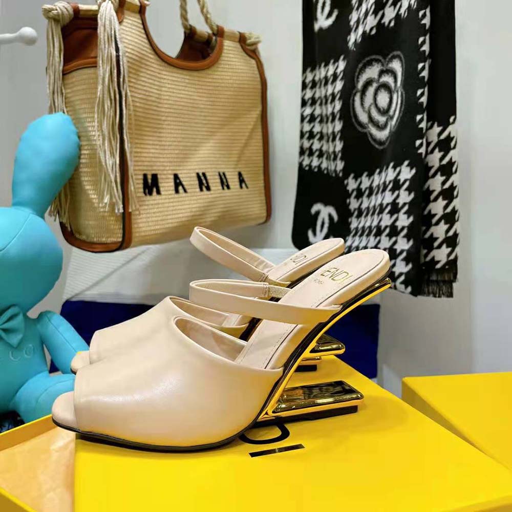 Fendi Women First Pink Leather High-Heeled Sandals